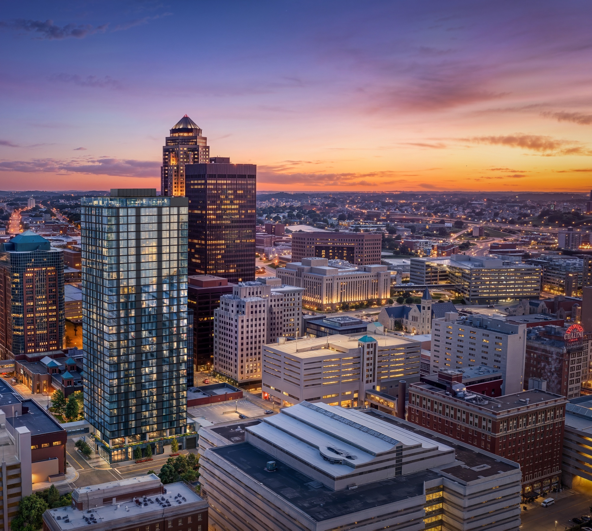 Aerial rendering of 515 Tower